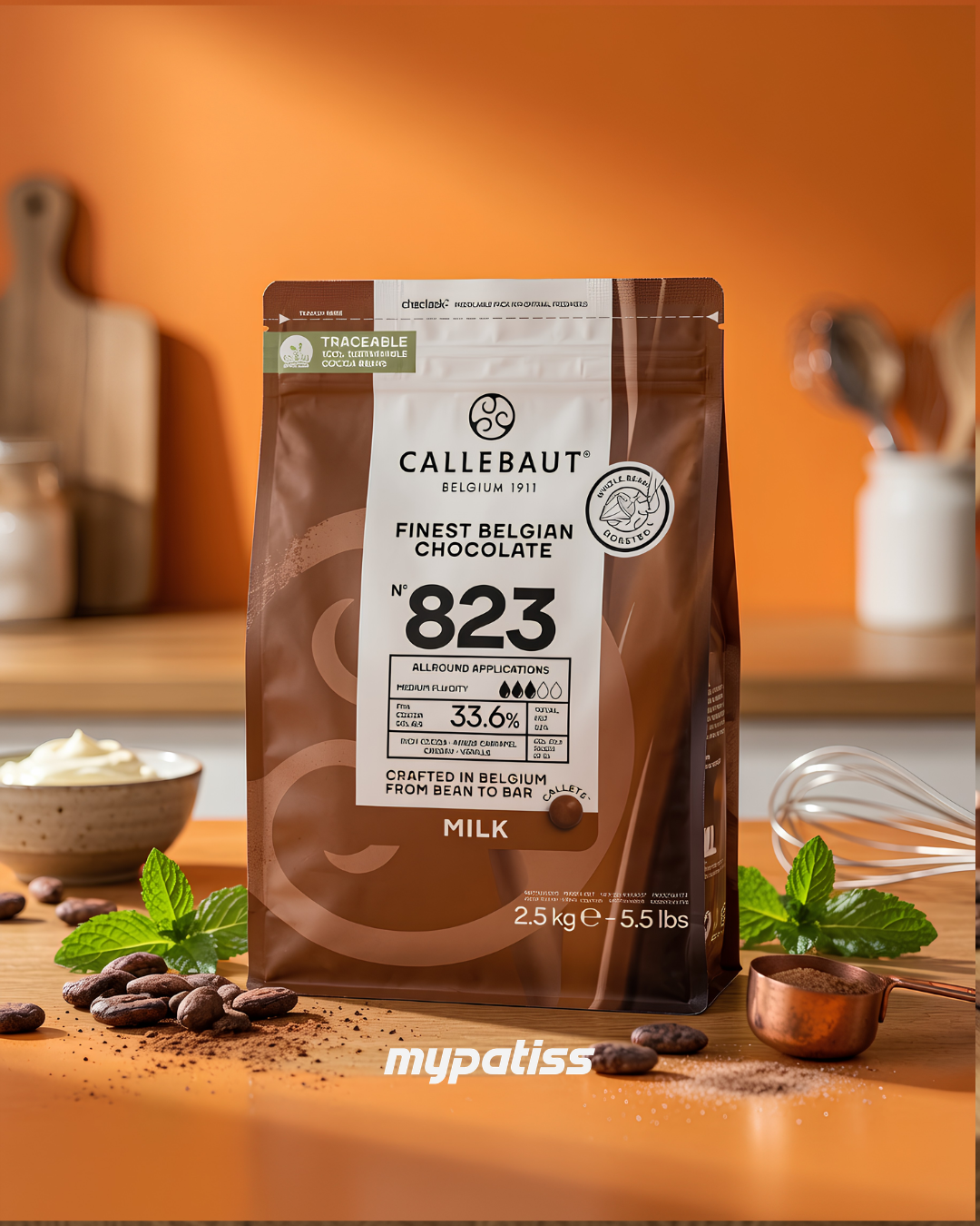 Callebaut CHOCOLAT DE COUVERTURE AU LAIT 823 33.8% 2.5 KG