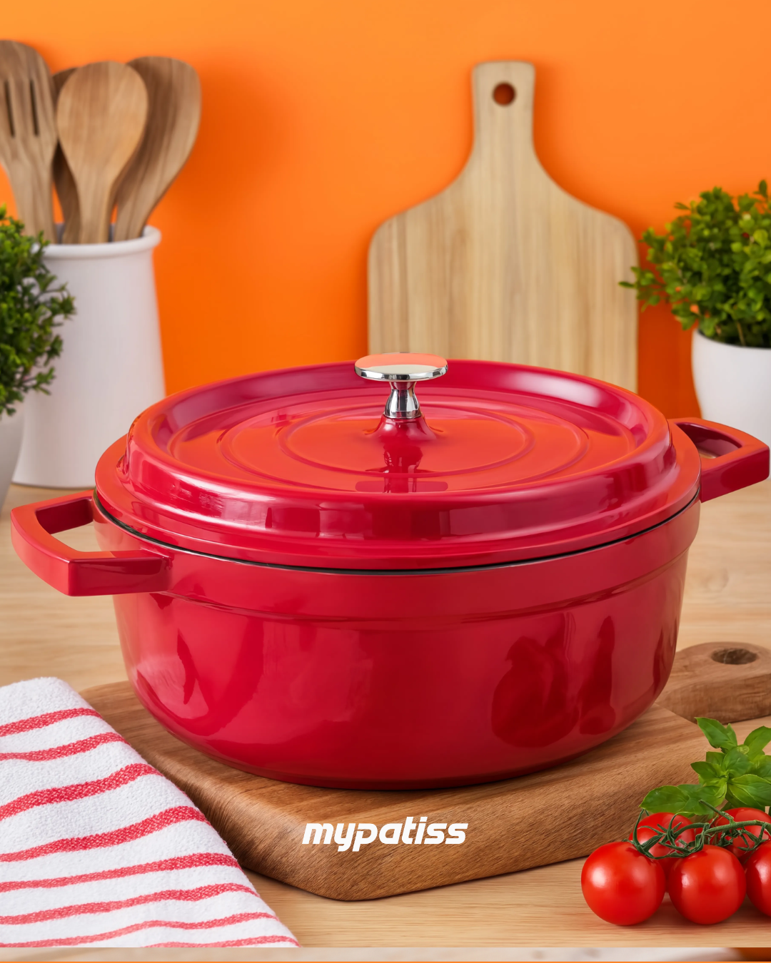 Faitout Rouge Fonte d'Aluminium avec Couvercle 28cm Lacor