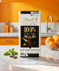 Barre Chocolat noir Lindt EXCELLENCE à 100 % de cacao, 50g