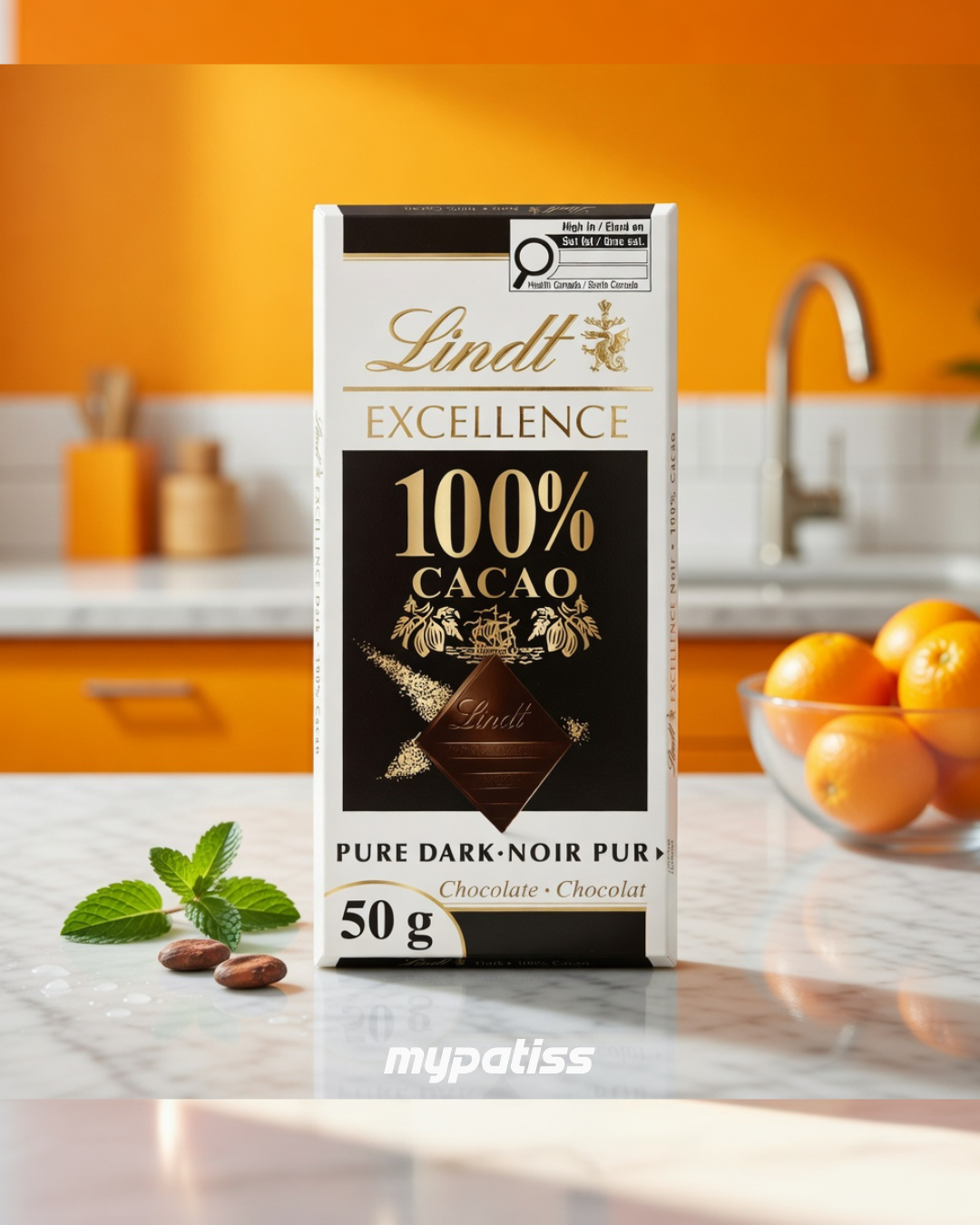 Barre Chocolat noir Lindt EXCELLENCE à 100 % de cacao, 50g