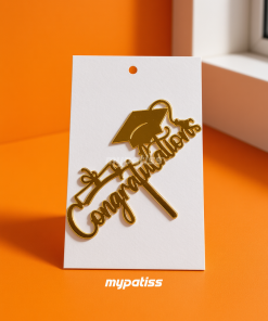 Cake Topper en Acrylique Doré - Congratulations