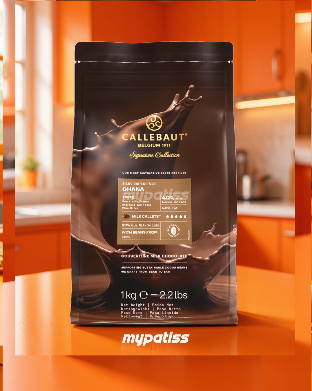 Chocolat au lait d'origine naturelle - Ghana soyeux - 1 kg - Callets - Callebaut